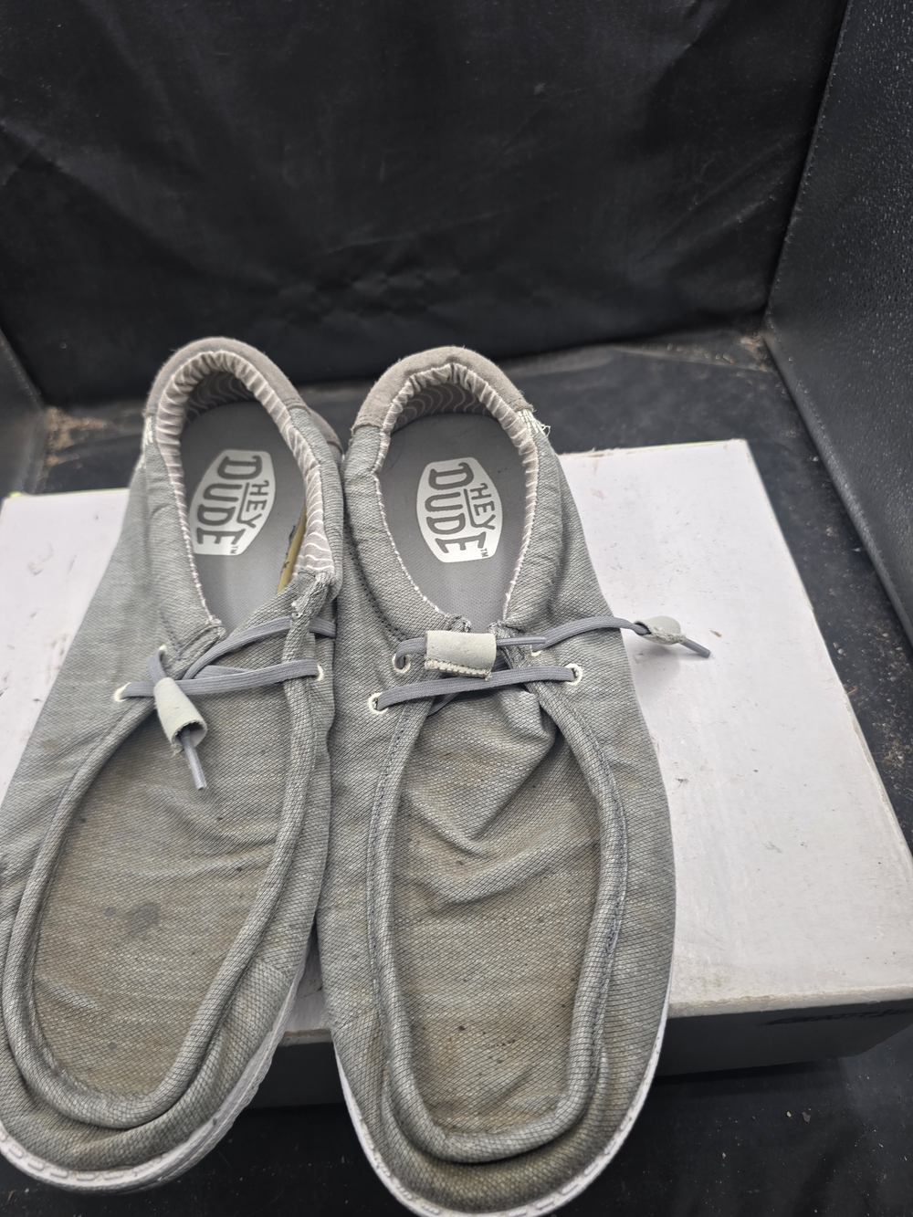 HEY DUDE Men's Gray Canvas Casual Slip-On Shoes